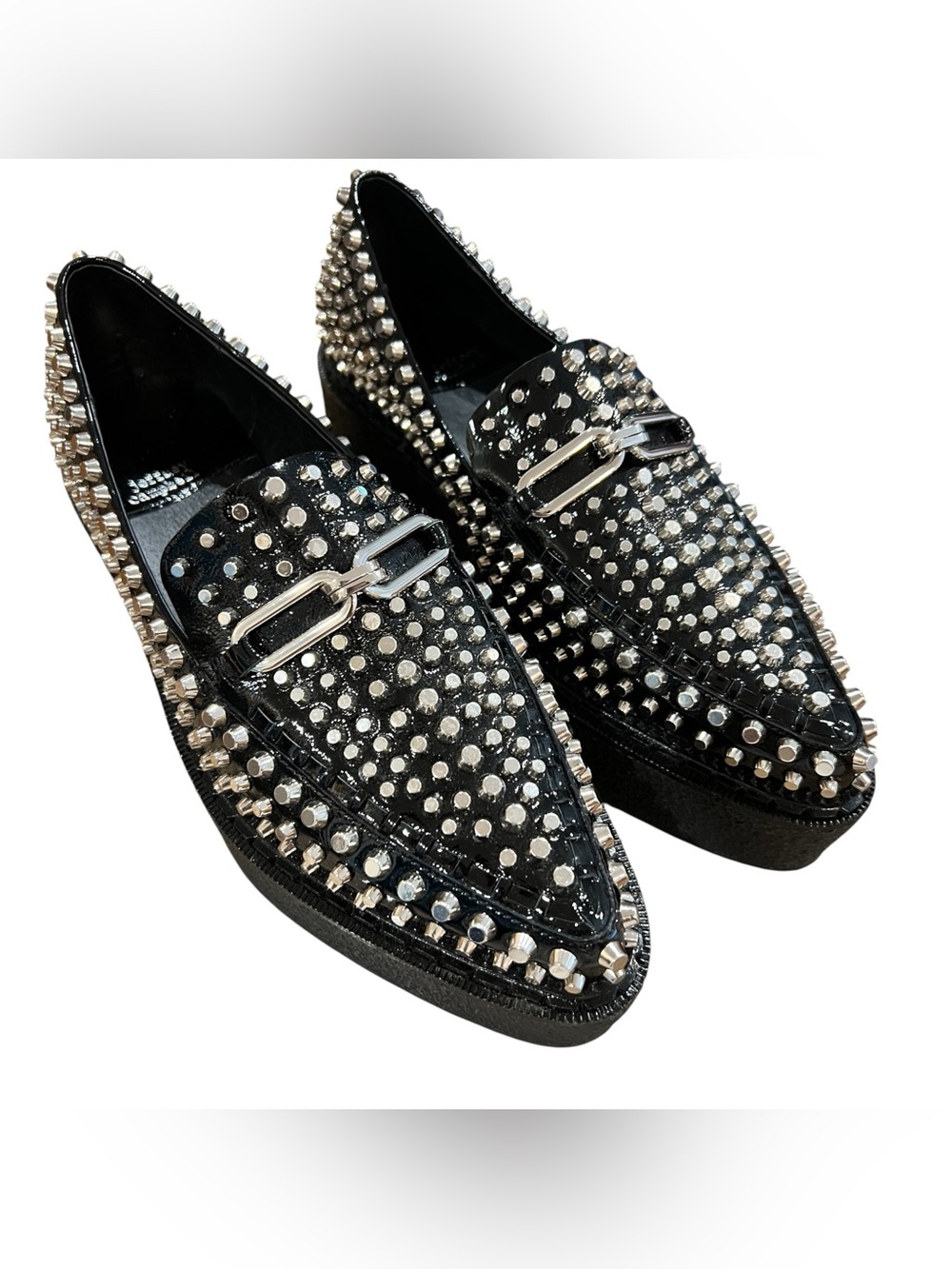 Jeffrey Campbell Choux Street Studded Platform Wedge Loafers Black Size 8 NWOB - Picture 4 of 13